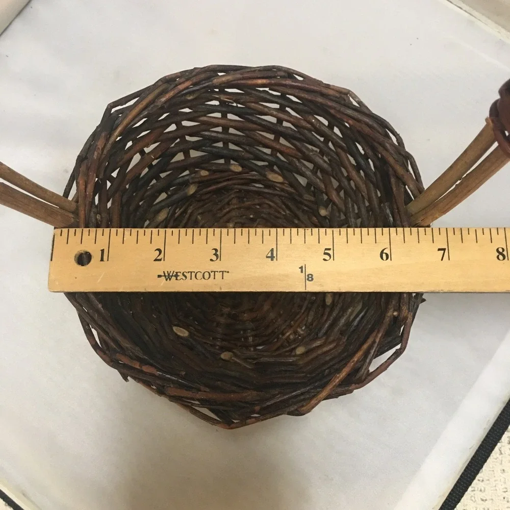 Grapevine Twig Basket Home Decor Small Brown Rustic Woven Handle Cottagecore